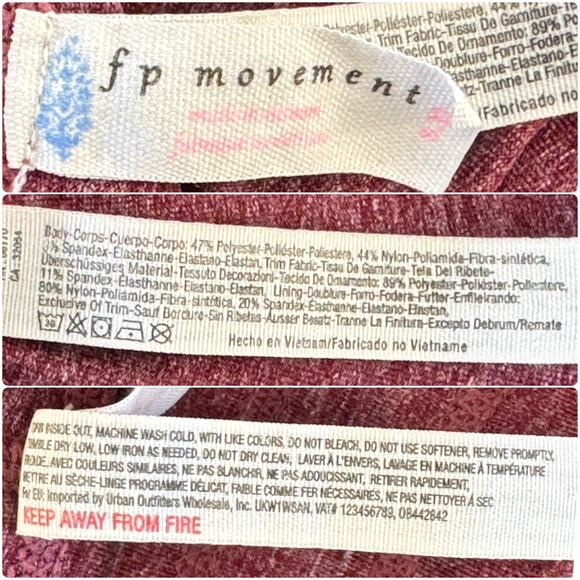 FREE PEOPLE Movement Evolution Leggings Two Tone Pink Ribbed Yoga Pilates Sz SP - Picture 10 of 10